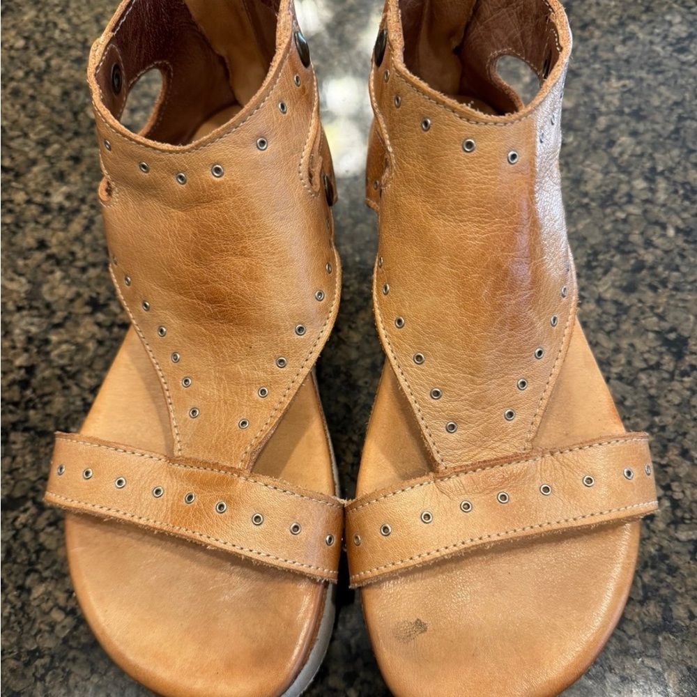 BED|STU Tan Leather Flatform Sandals with Zip Back Size 7 in EUC - Picture 2 of 9
